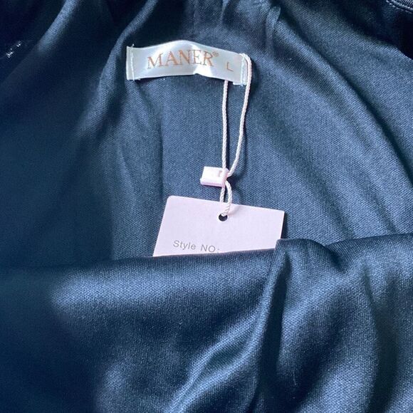 NWT Maner Black/Silver Ombre sequin skirt bodycon Sz L Glitter - Picture 5 of 5